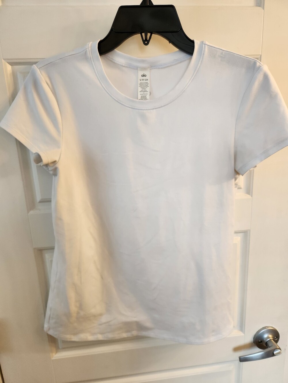 ALO Finesse White Short Sleeve Crew Neck Tee